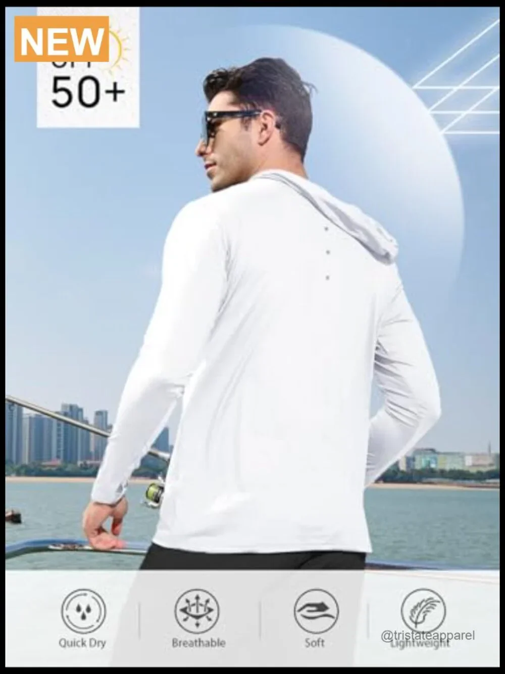 Men's UPF 50+ Sun Protection Hoodie Long Sleeve Rash Guard Shirt